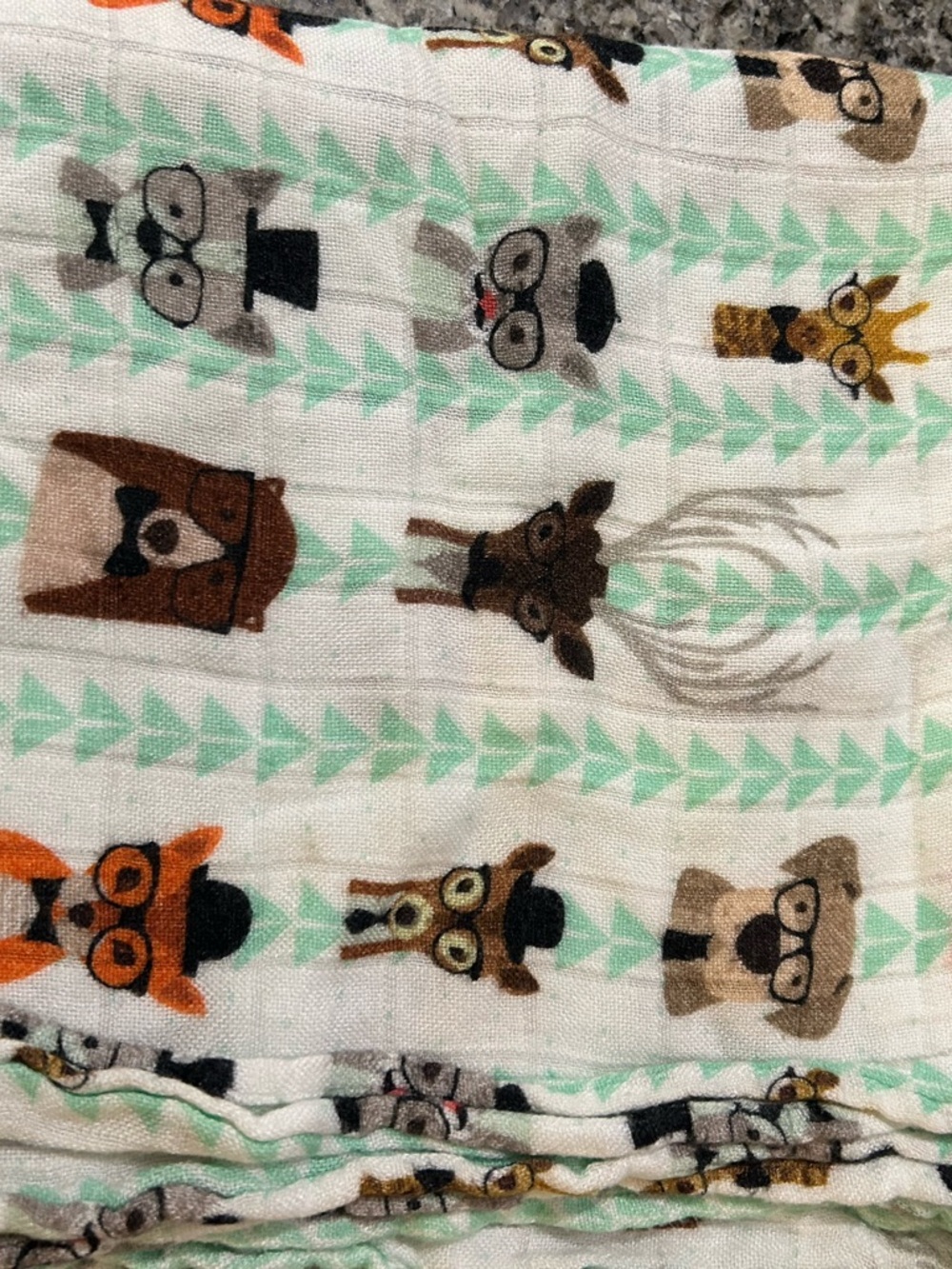 Tula baby Animal Print Muslin Blanket in White, Green, Brown